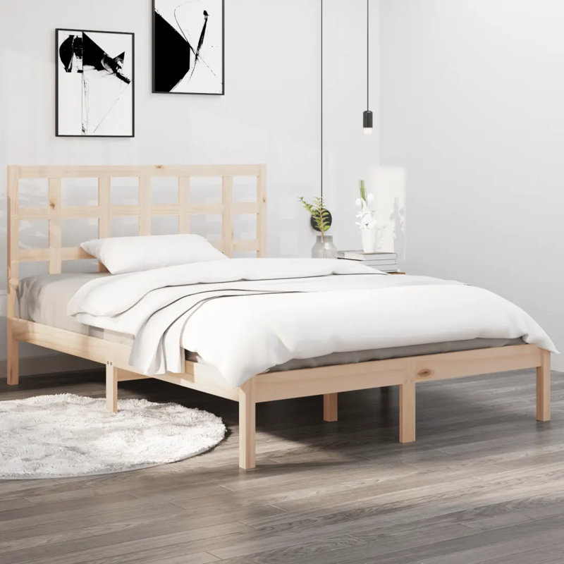 Bed Frame Solid Wood, natural, Double (4'6)