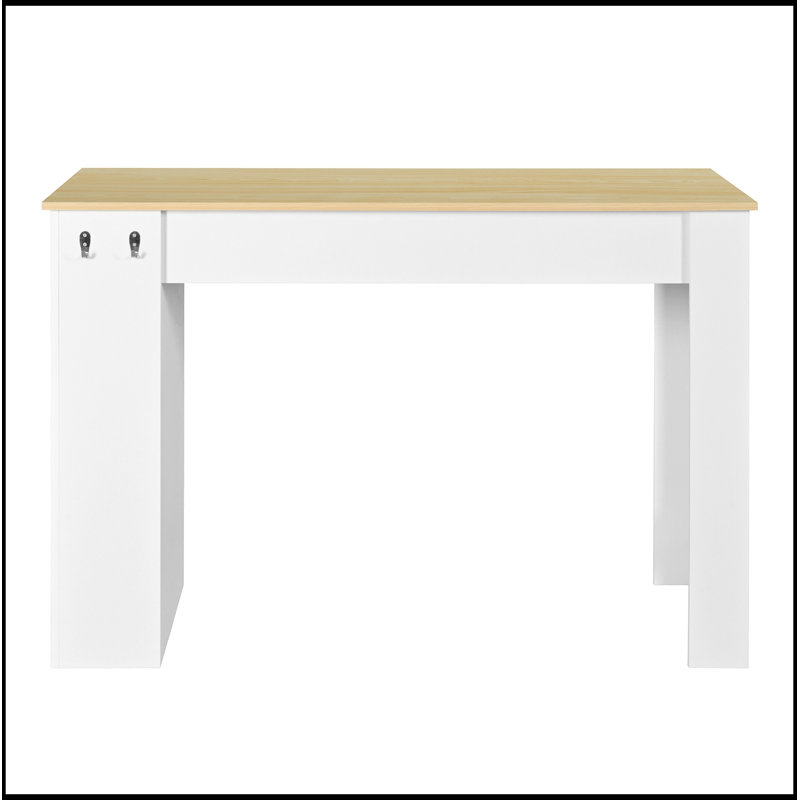 Nichols avec plateau pliable, armoire de rangement à 2 portes et étagères réglables, White+Natural