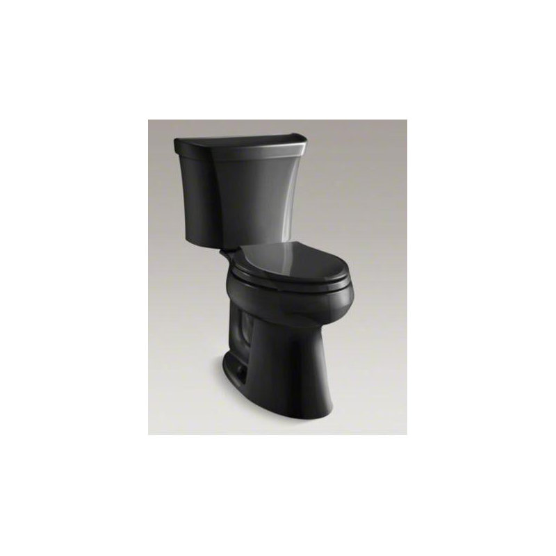 Highline Classic Comfort Height 2 Piece Elongated 1.0 GPF Toilet with Pressure Flush Technology, Right-Hand, Black Black, No
