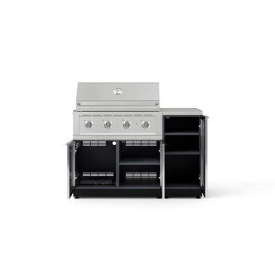 Ensemble d'armoires d'extérieur 4 pièces en aluminium gris ardoise pour l'extérieur