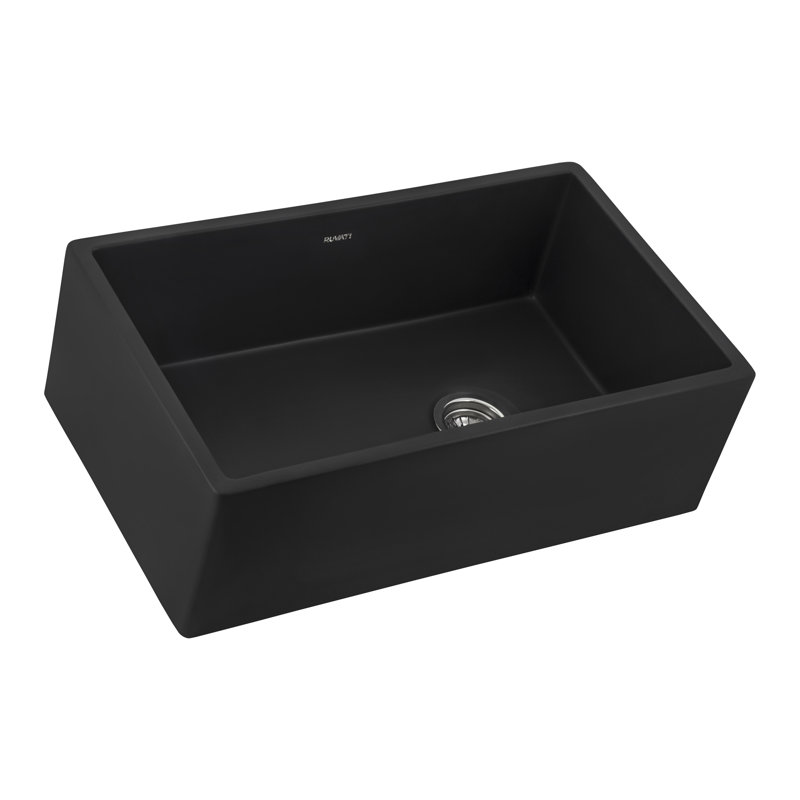 Ruvati 30-inch Fireclay Modern Farmhouse Kitchen Sink Single Bowl, Matte Black