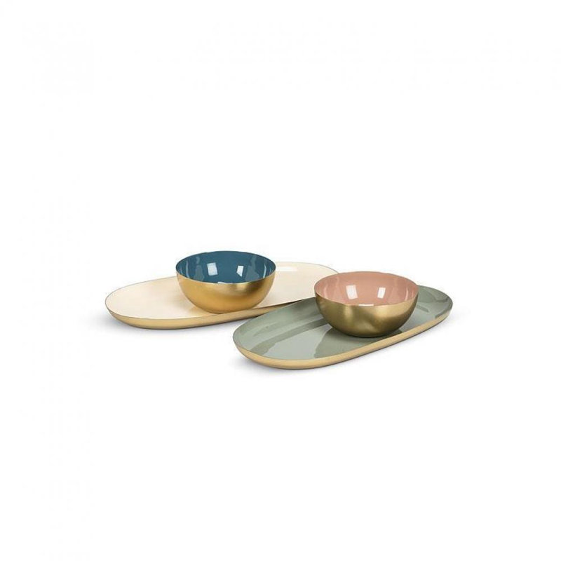 Silton Plastic / Acrylic Tray - Set of 2, 0.5" H x 5" W x 10" D, Sage Green/Pearl