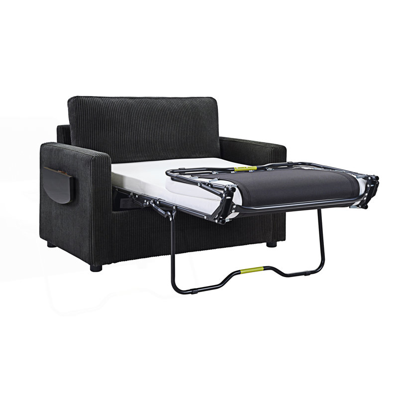 Canapé-lit simple, canapé-lit, canapé-lit avec matelas pliable, Noir