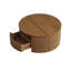 Table basse ronde cannelée en noyer de style Mid-Century, table basse cylindrique en bois massif avec tiroirs de rangement dissimulés intégrés-134705254