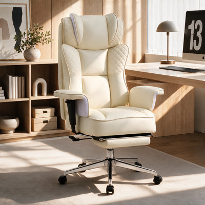 Fauteuil de bureau ergonomique en similicuir avec repose-pieds