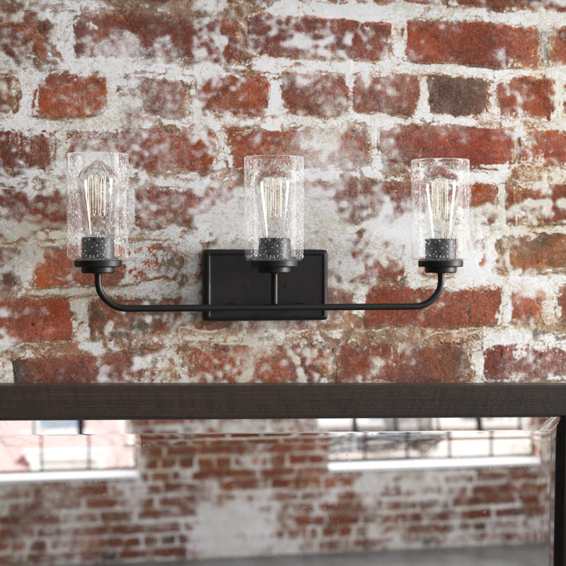 Cam Dimmable Vanity Light, 24.5" Width, 3 Lights, Matte Black