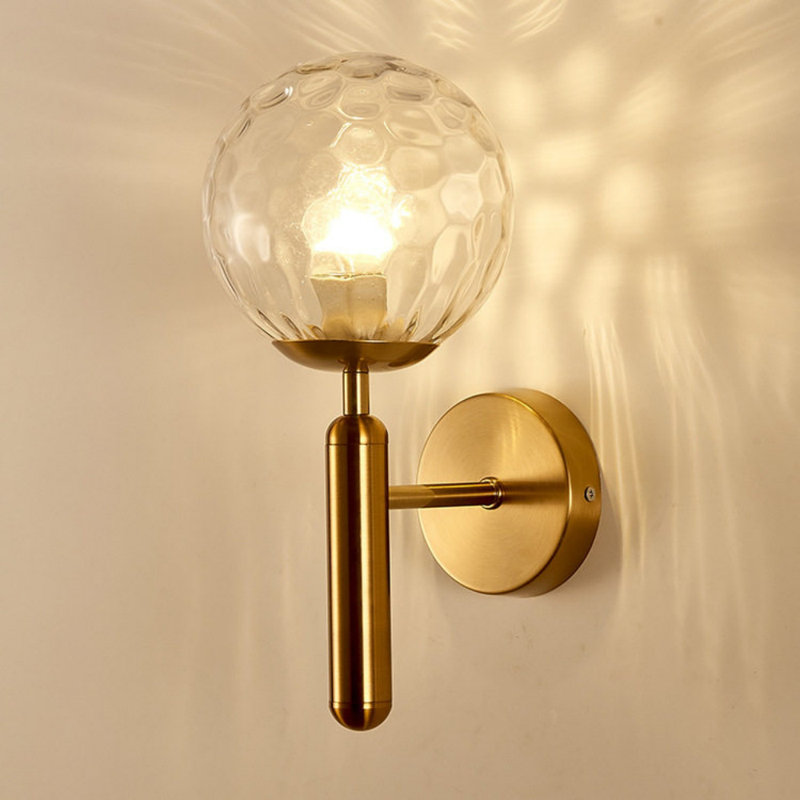 Hammered Glass Single Wall Source Lamp, Gold