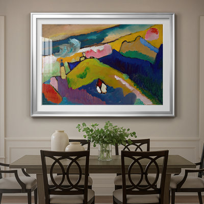 Paysage de Murnau (paysage près de Murnau) - Wassily Kandinsky - reproduction encadrée avec passe-partout et verre 1909