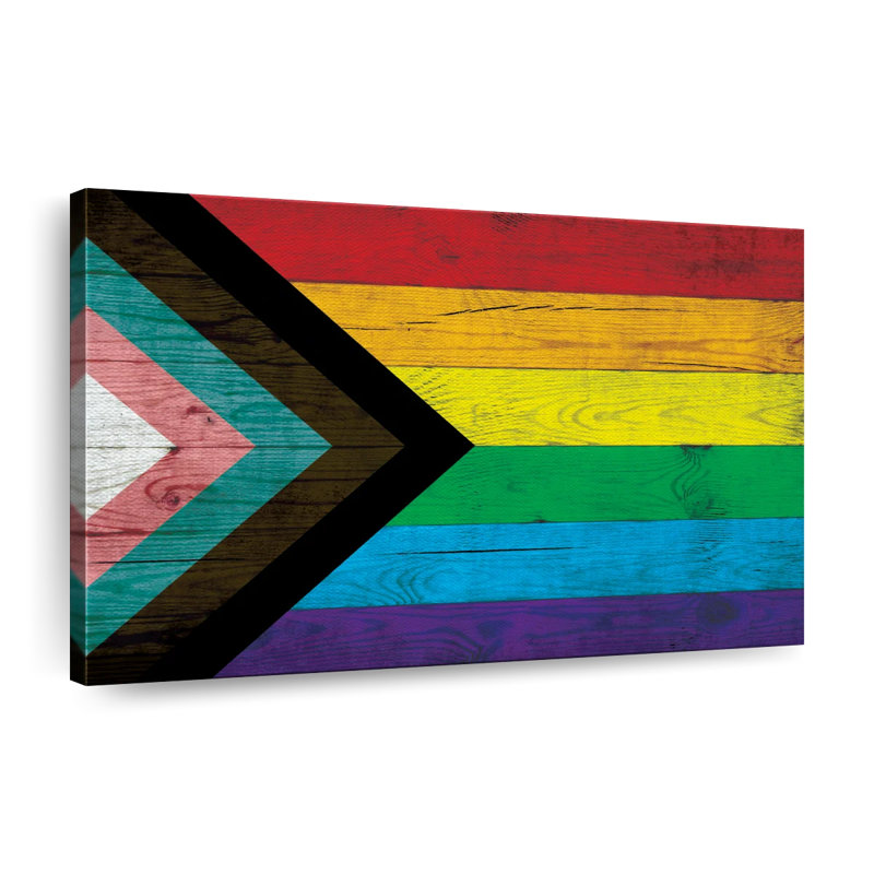 «Modern Pride Flag on Wood», reproduction sur toile, H 26 po x l 39 po x P 1,25 po