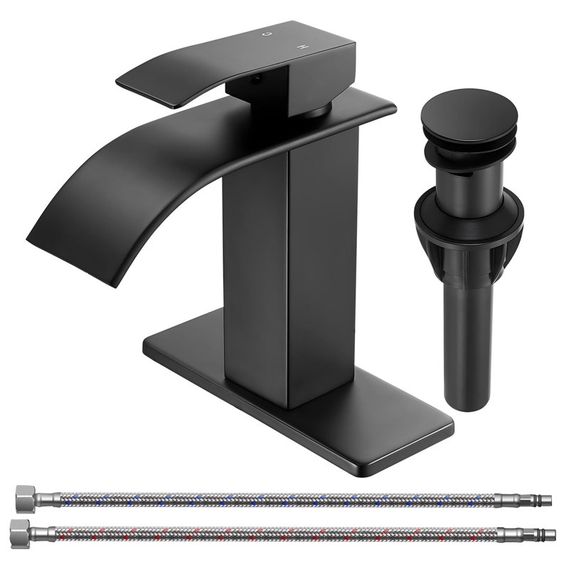 Centerset Single-handle Bathroom Faucet with Drain Assembly, Matte Black