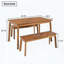 3-Piece Diagonal-Grained Acacia Wood Table & Bench Dining Set