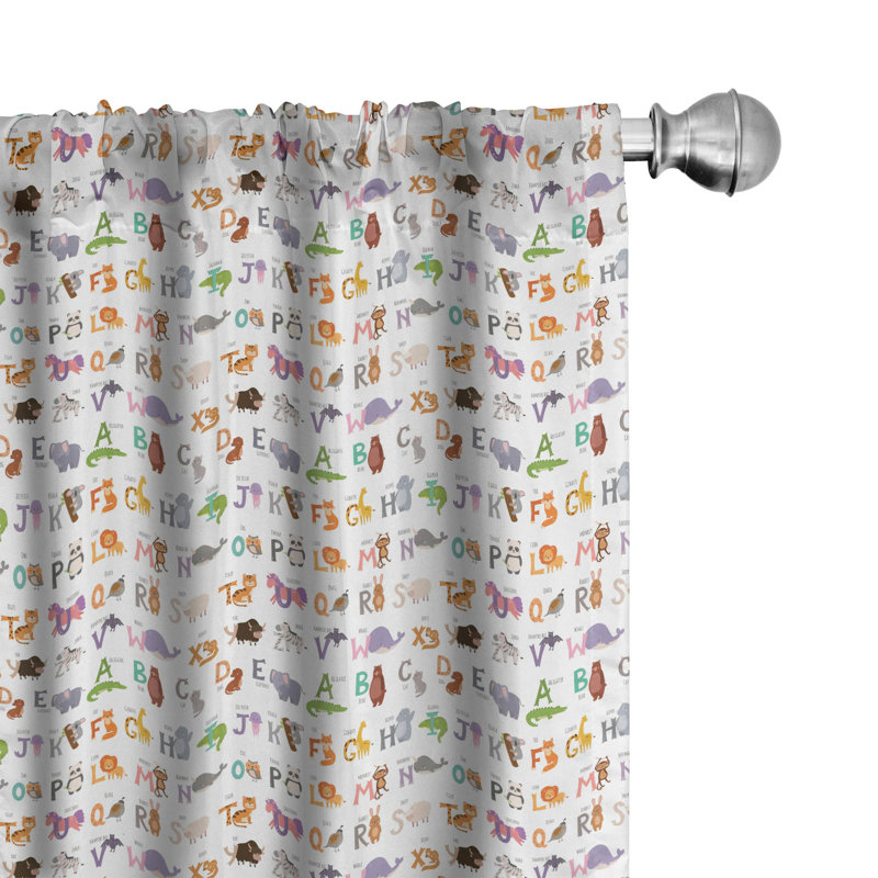 Alphabet Semi-Sheer Rod Pocket Curtain Panels, 28" x 95"
