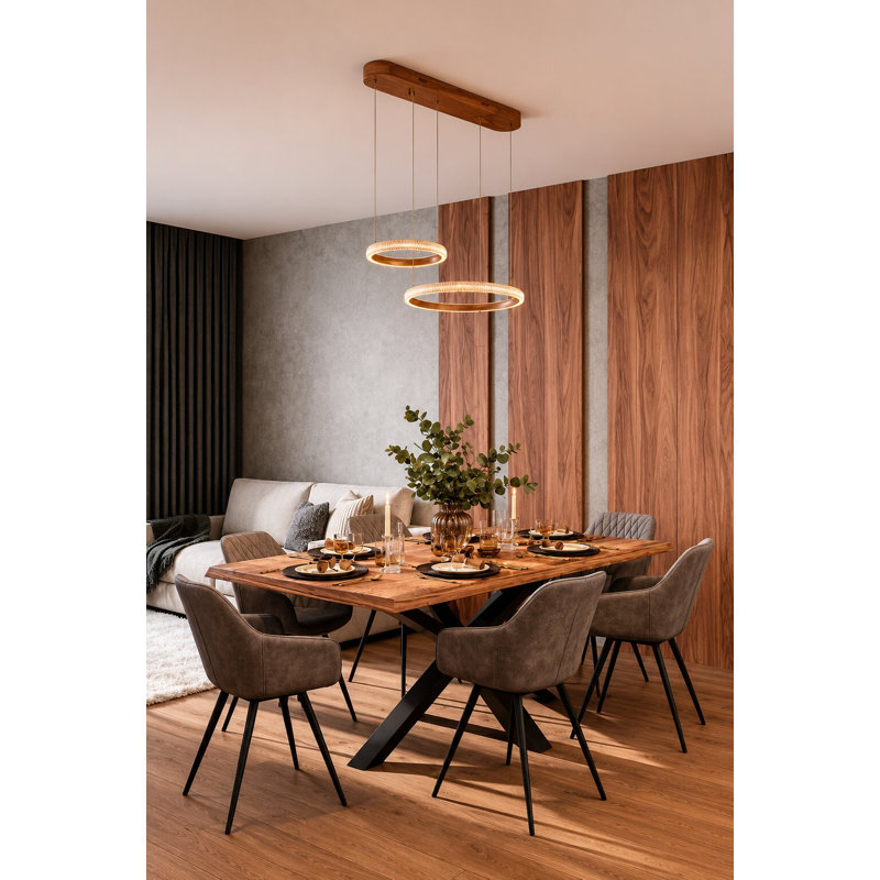 Lustre à 2 lumières DEL dorées à intensité variable avec diffuseur en acrylique blanc