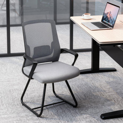 HOMCOM Desk Chair No Wheels Mesh Back Lumbar Support Armrests