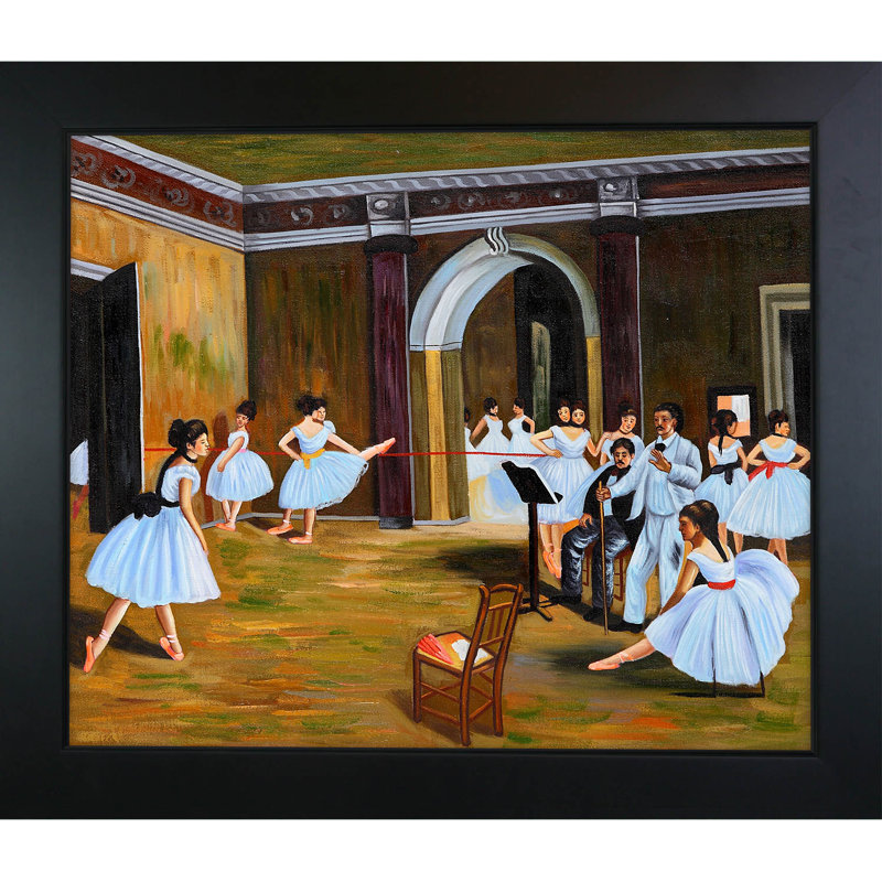 «Dance Studio at the Opera» par Edgar Degas - Reproduction d'art sur toile encadrée, H 24,75 po x l 28,75 po x P 2 po, Noir