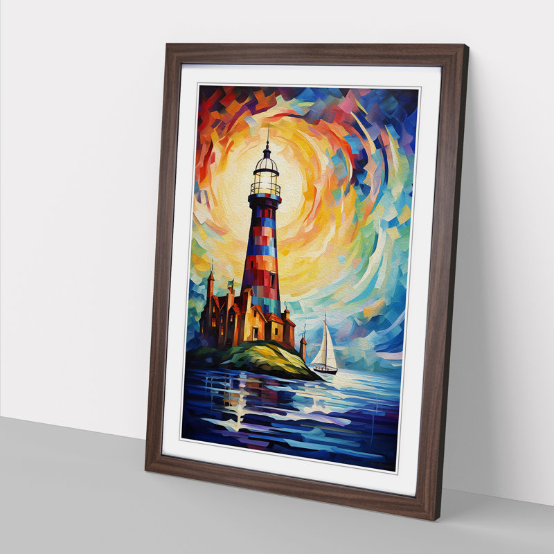 Lighthouse Abstract Art - Framed Print, Walnut Framed, 34cm H x 25cm W x 2cm D