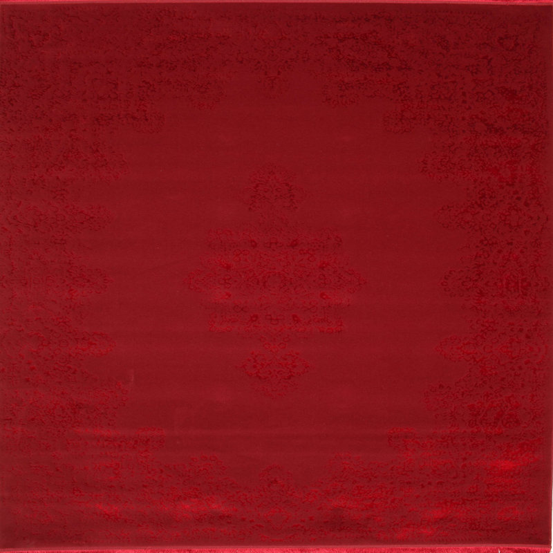 Tapis de zone rouge contemporaine, Carré 5 pi