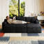 Canapé modulaire 95 po avec 2 repose-pieds Cloud, coussins rembourrés minimalistes modernes, canapé confortable en forme de U pour le salon, canapé d'angle à siège profond, aucun assemblage requis, noir (tissu en velours côtelé moelleux)