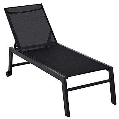 Hiarni Outdoor Chaise Lounge with Wheels, Five Position Recliner, Steel Frame