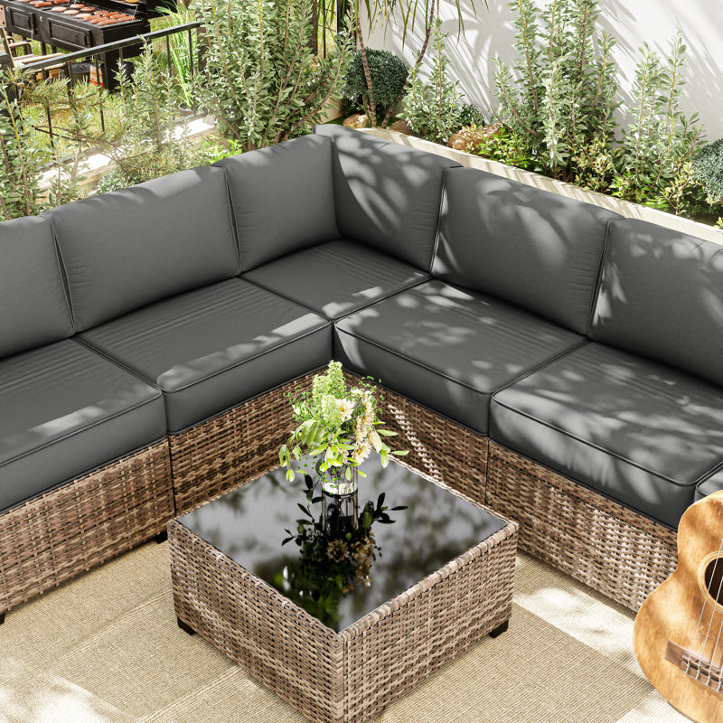 14-Piece Outdoor Seating Group Cushion Cover, Only Covers, Light Gray
