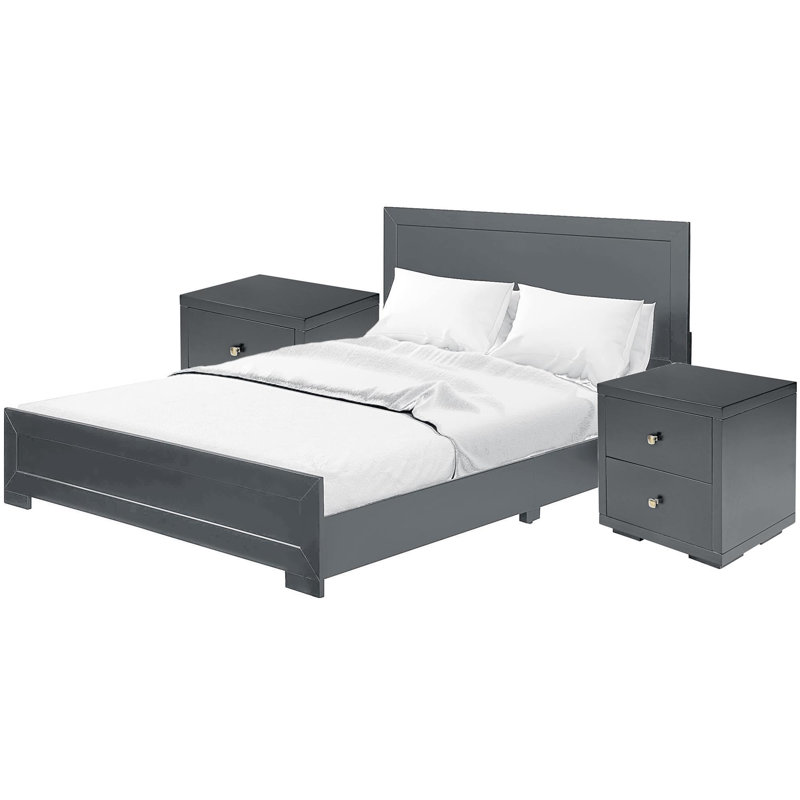 Trent Platform 3-Piece Bedroom Set, King, Charcoal