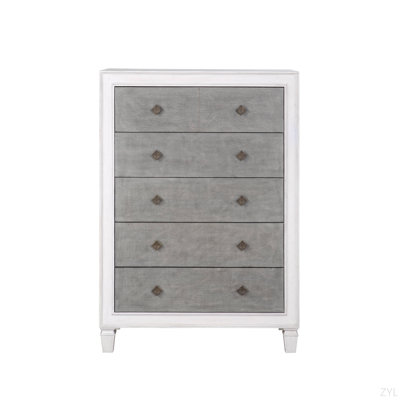Commode rustique gris et blanc vieilli