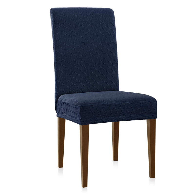 Housse pour de chaise à coussin jacquard box, Mélange de polyester bleu foncé