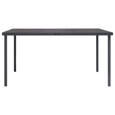 Table de salle à manger d'extérieur en verre trempé anthracite avec structure en acier thermolaqué