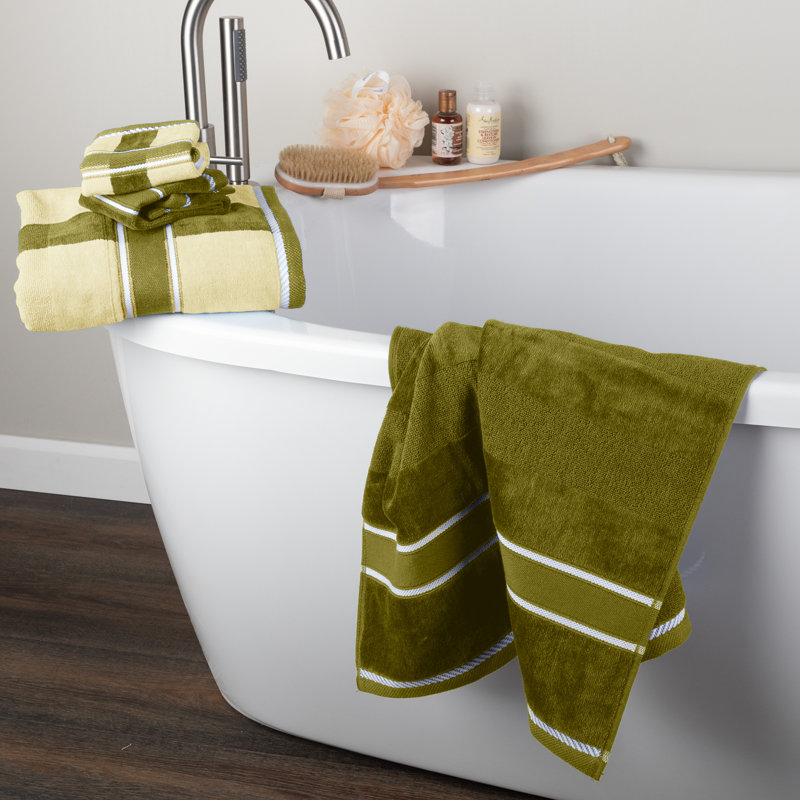 Lavish Home 6 Piece Towel Set - 525 GSM 100% Cotton Bathroom Accessories - 2 Bath Towels, 2 Hand Towels, and 2 Wash Cloths - Soft and Absorbent Bath Sheets for Shower, Gym, Dorm, and Spa