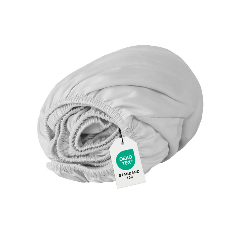 Drap-housse en satin de coton 220 fils à densité de tissage 220 - Basics by Wayfair ™, Gris clair, Très grand simple