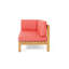 Banc d'angle gauche rouge - construction en bois avec coussins d'eau pour un banc de véranda paisible et une magnifique pièce