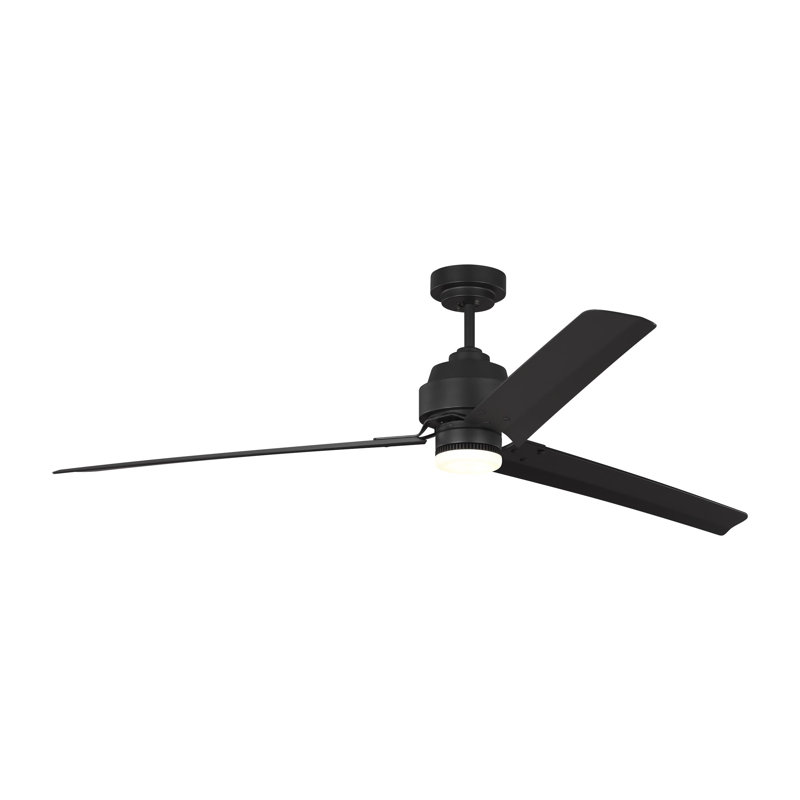 Ventilateur de plafond à 3 pales 68 pouces avec télécommande Saxony, Noir minuit avec pales noires