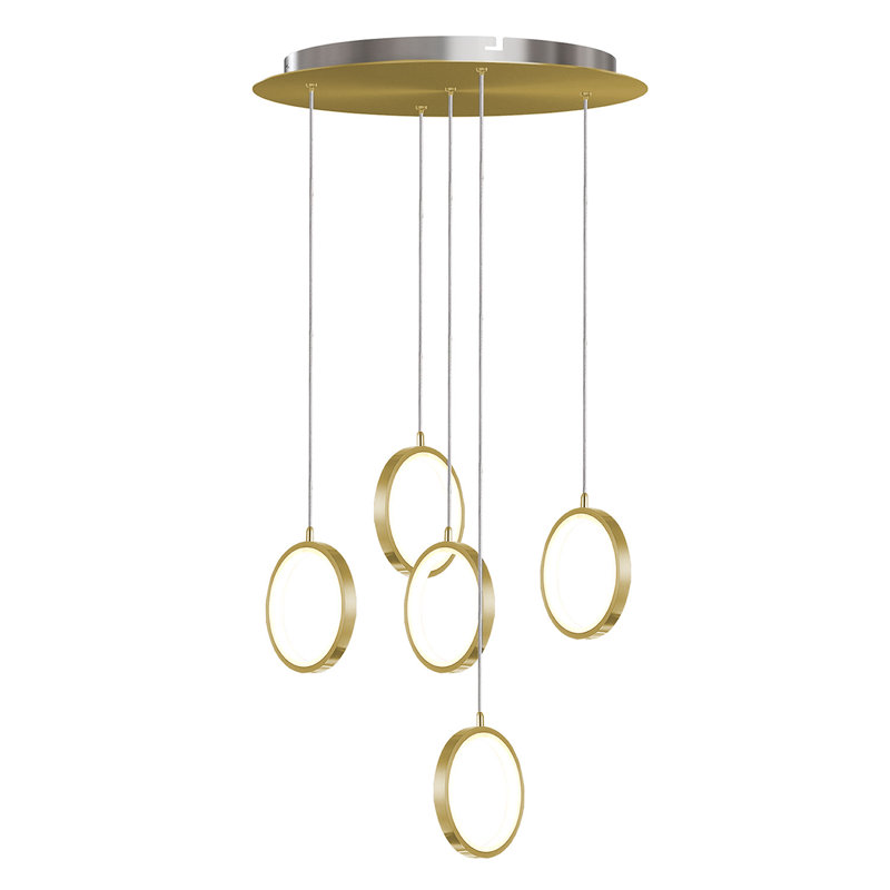 Lauri 5 - Light LED Cluster Pendant, Brushed Brass