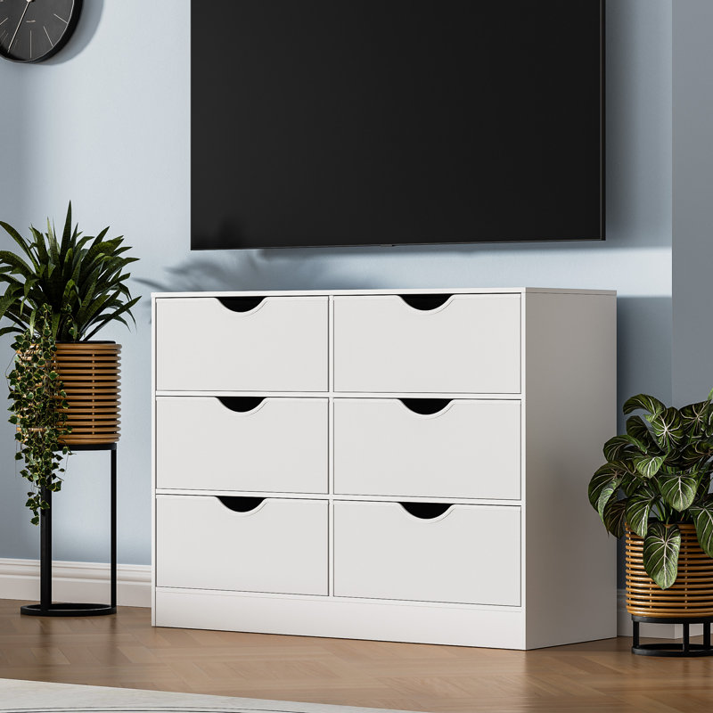6 Drawers Dresser For Bedroom With 6 Fabric Pu Drawer, Dresser With Large Organizer, Closet Chest Of 6 Drawers For Closet, Living Room, Hallway