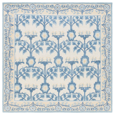 Earthly Treasures 215 Hand Tufted Wool/Cotton/Viscose Floral Rug in Ivory/Blue