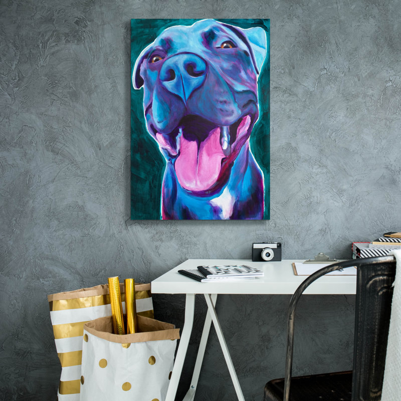 " Pit Bull - Sky Blue " Print, 26" H x 18" W x 0.75" D
