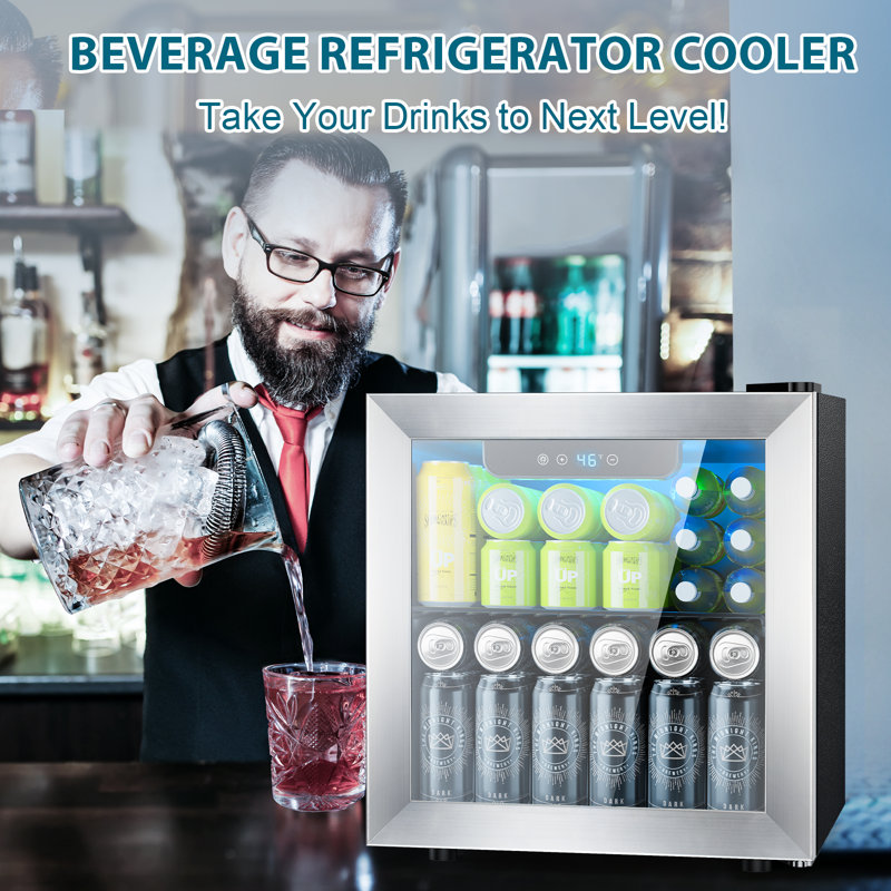 50 Can Beverage Refrigerator - 1.3 Cu.ft Mini Fridge Cooler With Digital Thermostat, Glass Door & Adjustable Shelf - Freestanding Small Drink Fridge For Beer, Soda, Wine - Etl Approved For Home, Dorm, Bar, Office
