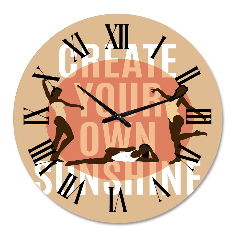 Horloge murale moderne Empowered Cosmic Women Geometric Goddess Series - noir et rouge II, Surdimensionné