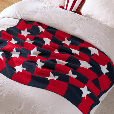 July 4Th Patriotic Chenille Knit Throw Blanket