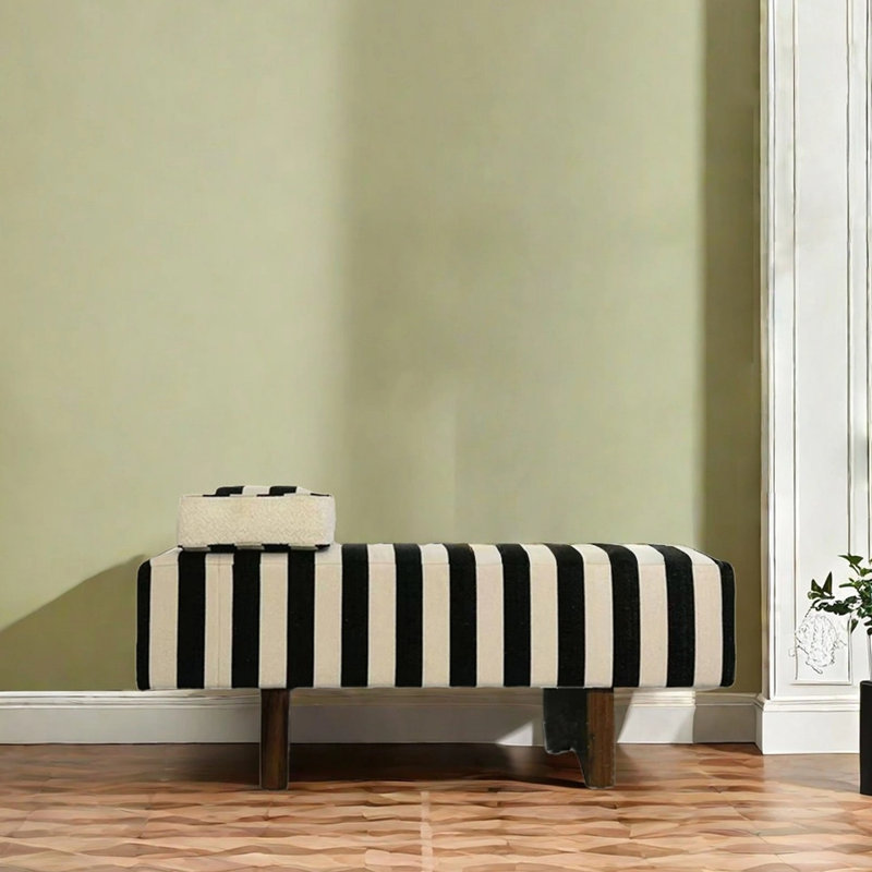 Banc en bois massif avec repose-pieds, H 17,72 po x l 47,24 po x P 17,72 po