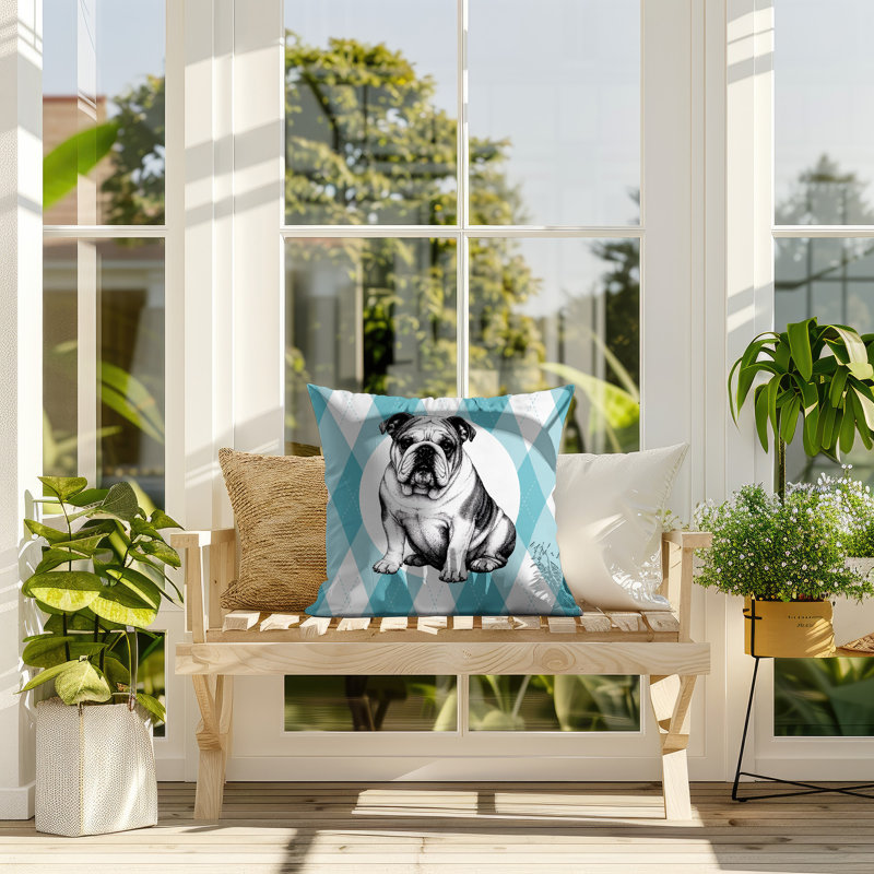 Oreiller réversible intérieur / extérieur Bulldog, 20x20, Sarcelle