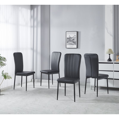 Dululu 46 cm H Upholstered Faux Leather Parsons Chair in Black