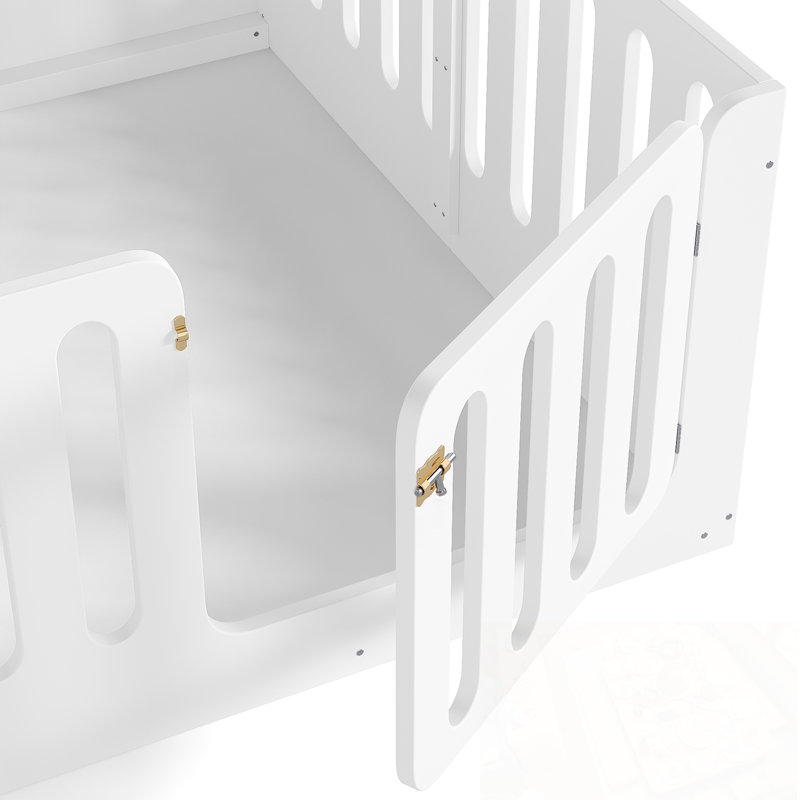 Grand lit sur pied avec clôture haute, Blanc
