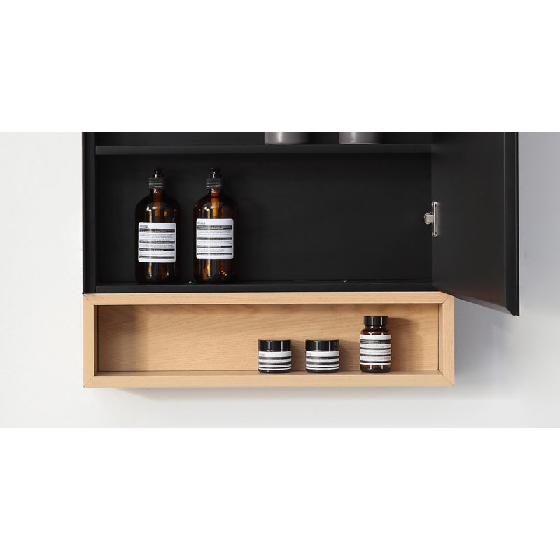 Bergen 24" Medicine Cabinet, Matte Black/Whitewash Oak