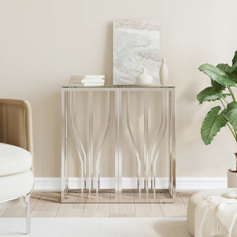 Console Wildomar, Transparent / nickel brossé mat, H 27,6 po x l 27,6 po x P 11,8 po