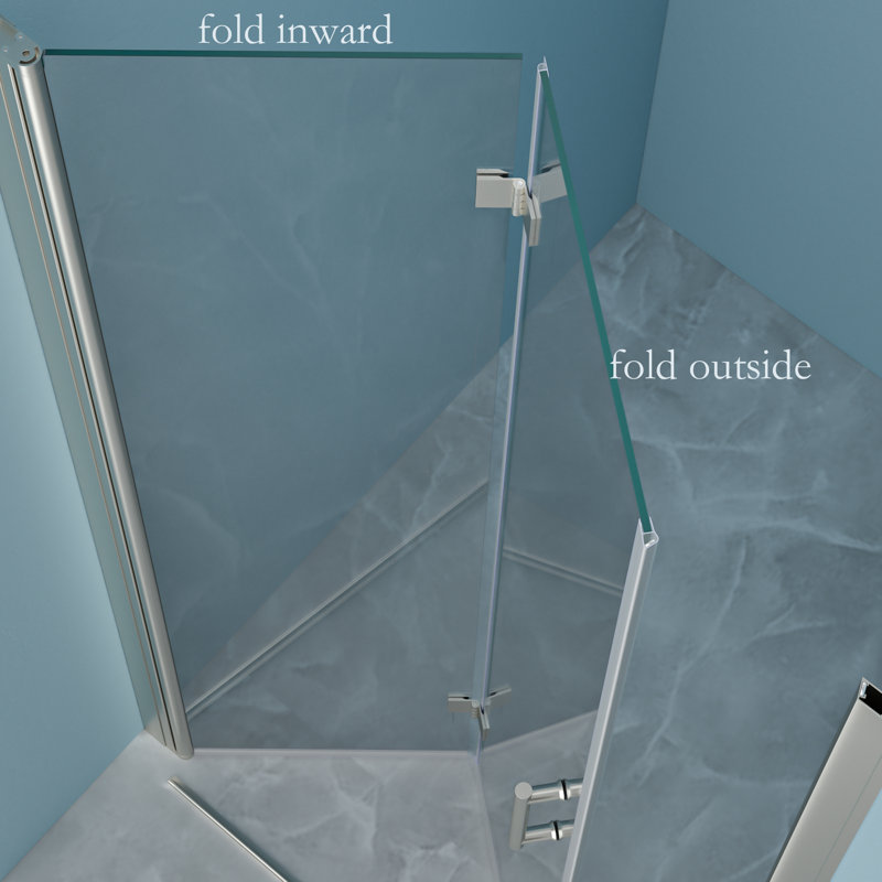 Shower Door 34'' - W x 72'' H Door Frameless Shower Door with, Brushed Nickel
