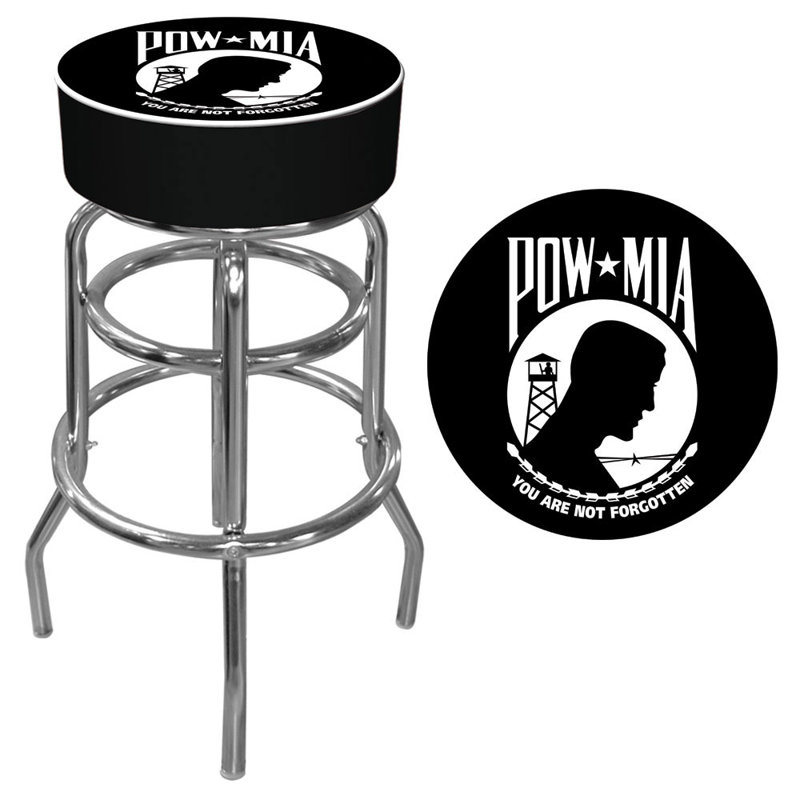Adjustable Swivel Backless Bar Stool in Black Acrylic & Metal