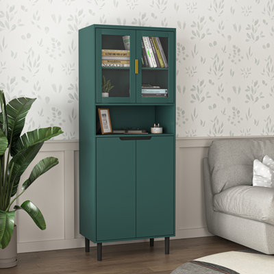 Grande armoire de rangement avec 2 portes vitrées et 2 portes