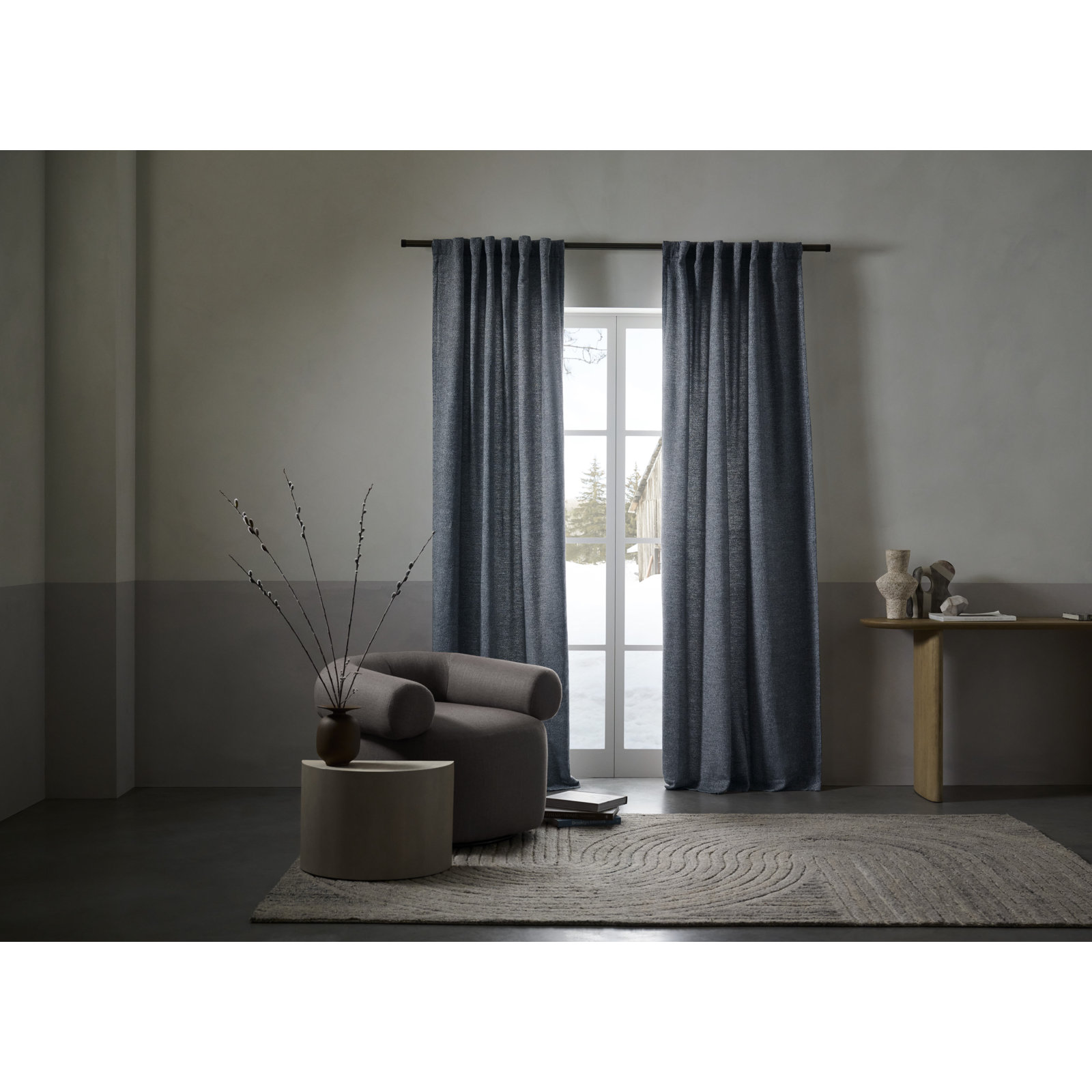 Landon Sunbrella Curtain, White, 50" W x 108" L