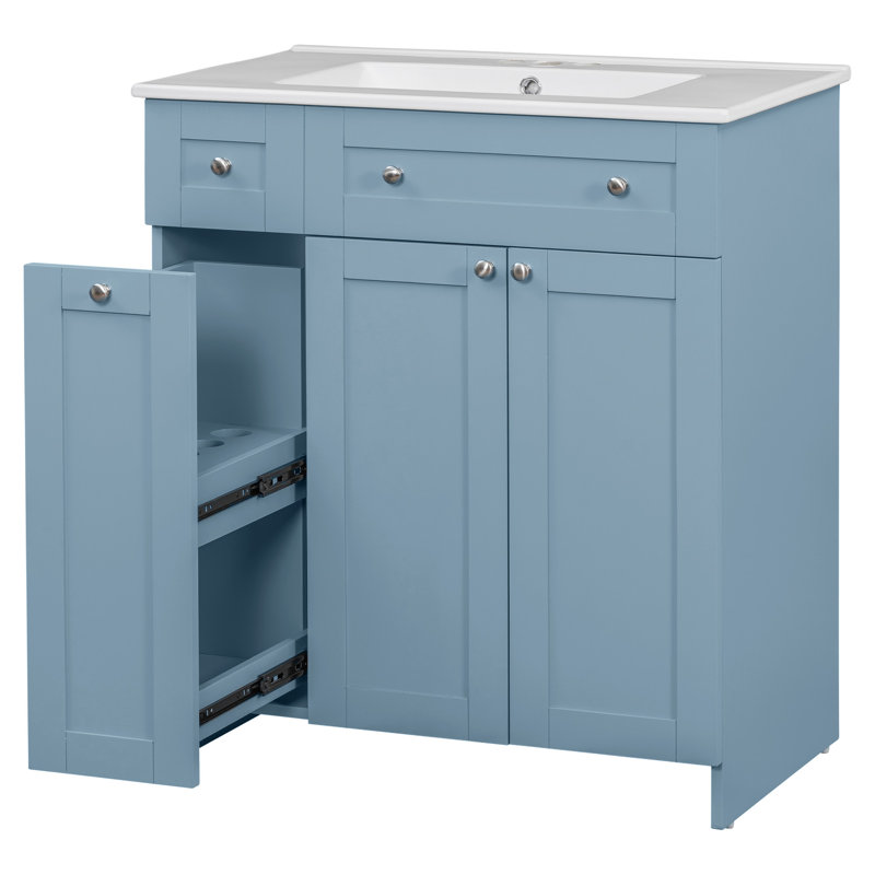 Meuble-lavabo élégant avec rangement spacieux et fabrication durable, Bleu